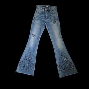 NWT Citizens of Humanity Embroidered Fleet Wood High Rise Flare Jeans